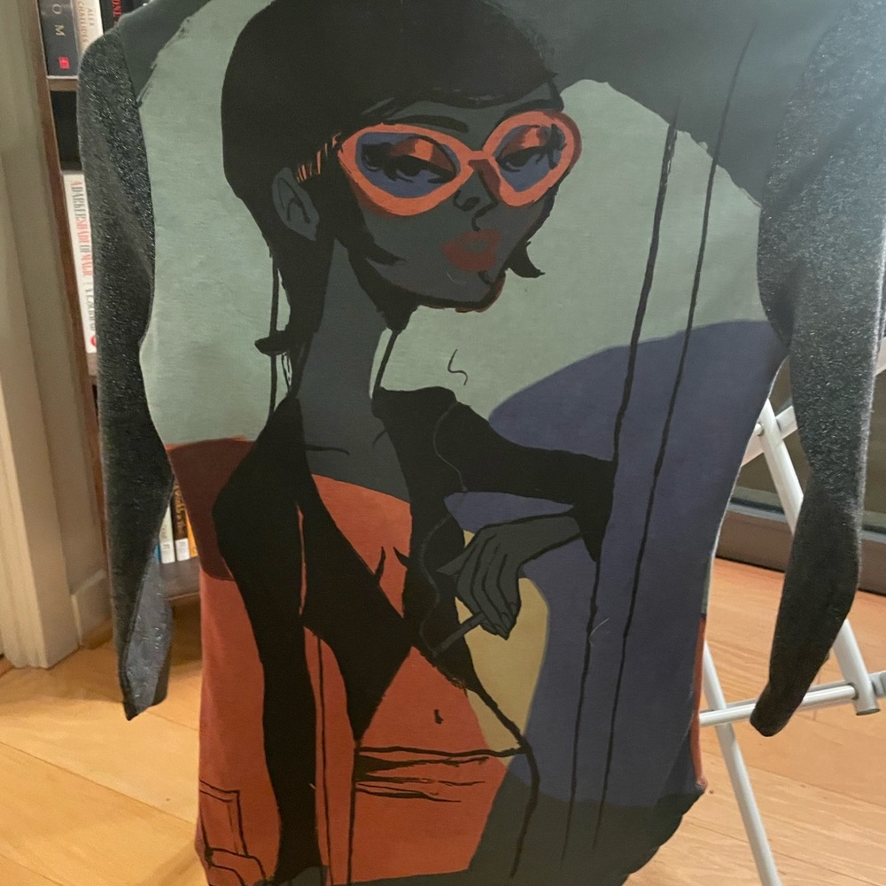 Rare Custo Barcelona Y2K Pop Art Graphic Top S Pristine Asymmetric Made In Spain - Picture 2 of 4